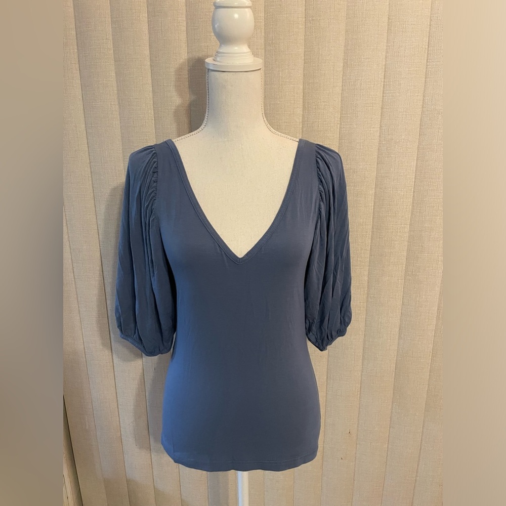 BCBGirls Blue V-Neck Top Size Small